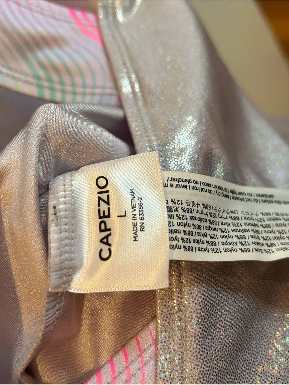 Capezio Wave Silver Sparkle Leotard with Pastel Rainbow Accents - Child’s Large